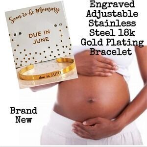 June Soon To Be Mommy Due In Engraved Bracelet NEW Baby Shower Gift!
